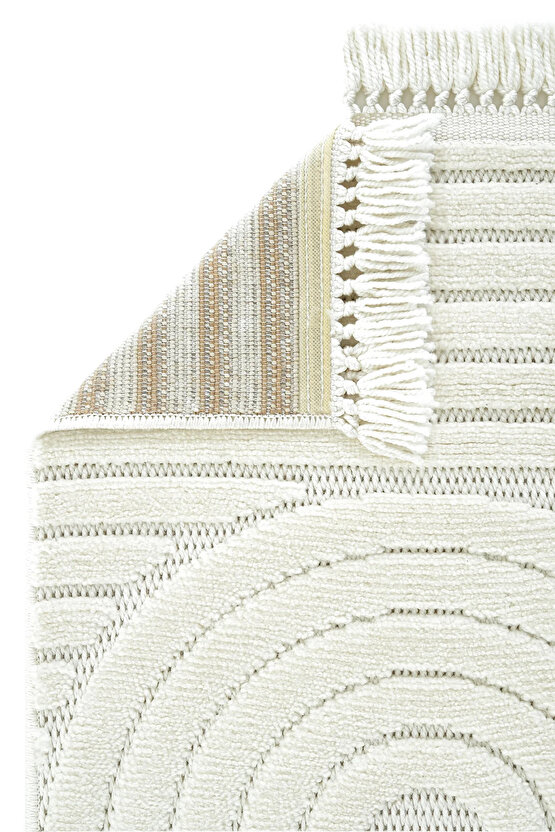 Dizayn Kaymaz Taban Koridor Halısı Kesme Yolluk Mutfak Halısı Modern Salon Halısı 1090 KREM