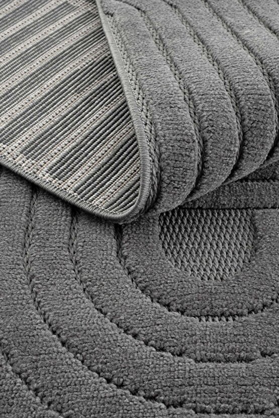 Dizayn Kaymaz Taban Koridor Halısı Kesme Yolluk Mutfak Halısı Modern Salon Halısı 1090 ANTRASİT