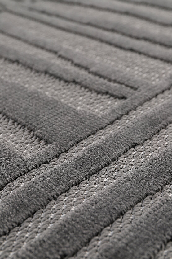 Bambu Yumuşak Halı Salon Mutfak Koridor Kesme Yolluk Dokuma Makine Halısı Art Antrasit