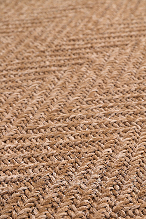 0503-Kahve Kumaş Bordür Sisal Halı Kilim Hav Toz Vermez Kolay Temizlenen Hasır Kilim