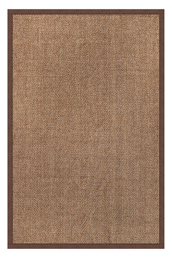 0503-Kahve Kumaş Bordür Sisal Halı Kilim Hav Toz Vermez Kolay Temizlenen Hasır Kilim