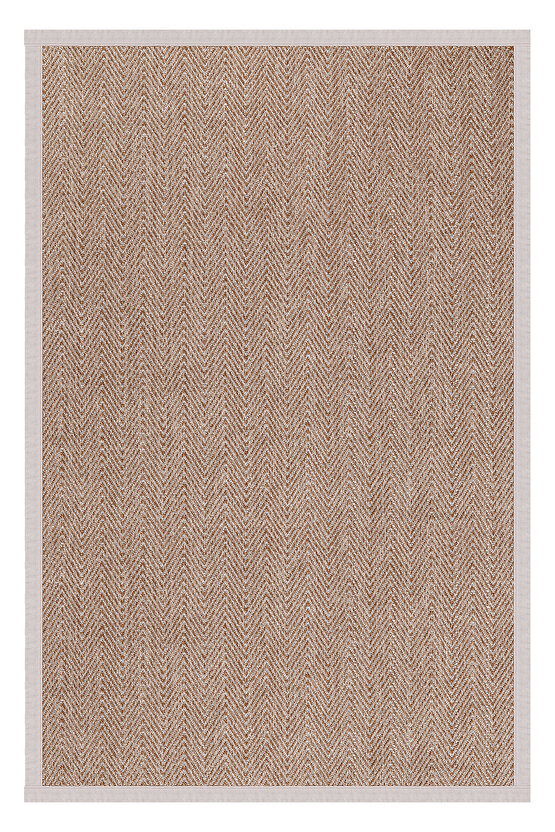0408-Krem Kumaş Bordür Sisal Halı Kilim Hav Toz Vermez Kolay Temizlenen Hasır Kilim