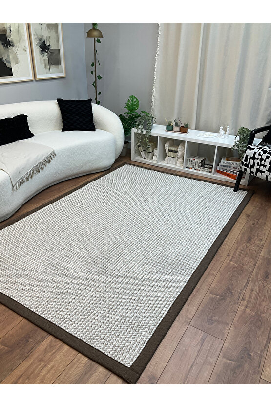 Kumaş Bordür Bej Bukle Kahve Bordür  Halı Salon Koridor Mutfak Çocuk Odası Halısı  Kilim S262