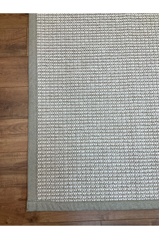 Kumaş Bordür Bej Bukle Bej Bordür  Halı Salon Koridor Mutfak Çocuk Odası Halısı  Kilim S265