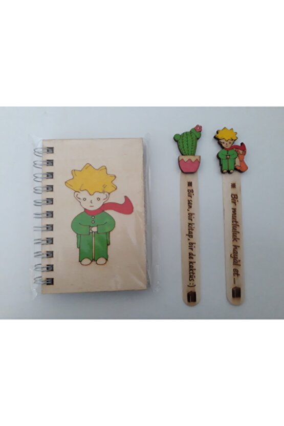 Hediyeli Ahşap Defter Ve Kitap Ayracı Seti