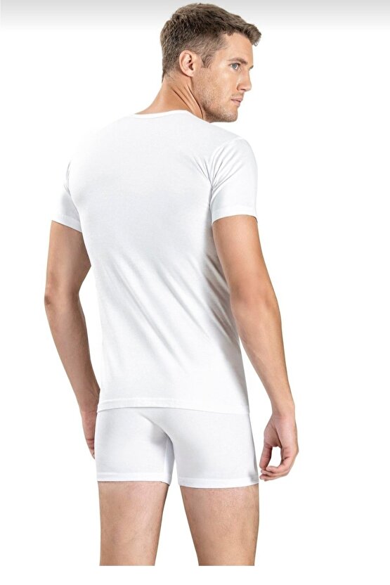 103 Erkek Bisiklet Yaka Fanila Beyaz 6 Lı