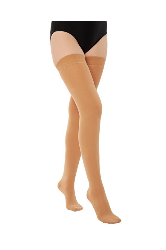 Diz Üstü Çorabı Kapalı Burun Orta Basınç-silikon Bantlı 904 Ten