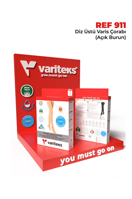 REF 911 Diz Üstü Varıs Çorabı (Açık Burun) Siyah