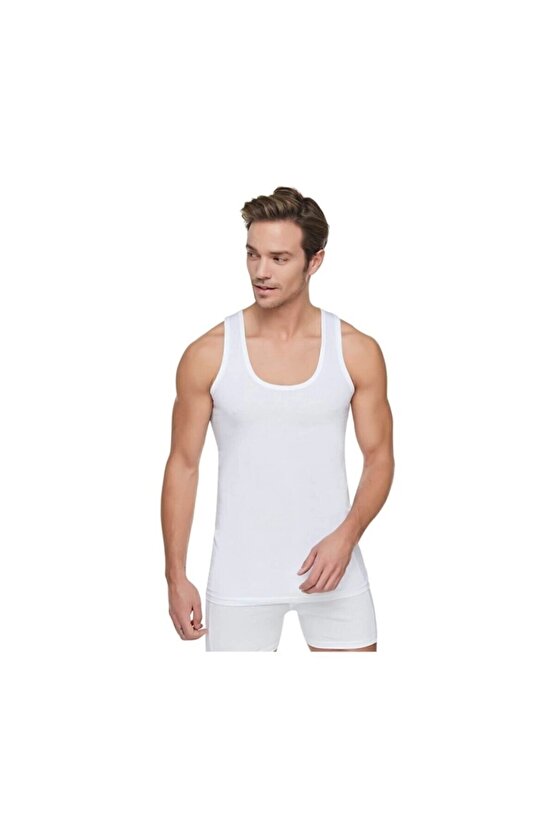 Erkek 12li Paket Penye Atlet %100 Pamuklu (beyaz)