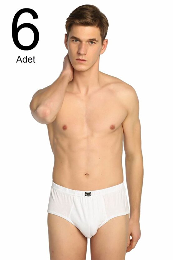 Erkek 6lı Paket Pamuk Slip | Beyaz