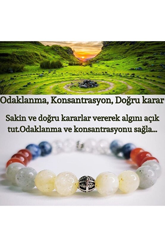 Doğaltaş Unisex Odaklanma, Konsantrasyon, Dikkat, Disiplin Doğru Karar Verebilme Bilekliği