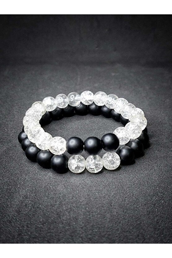 Oniks & Necef Taşı Doğaltaş Tasarımlı Sevgili Bilekliği