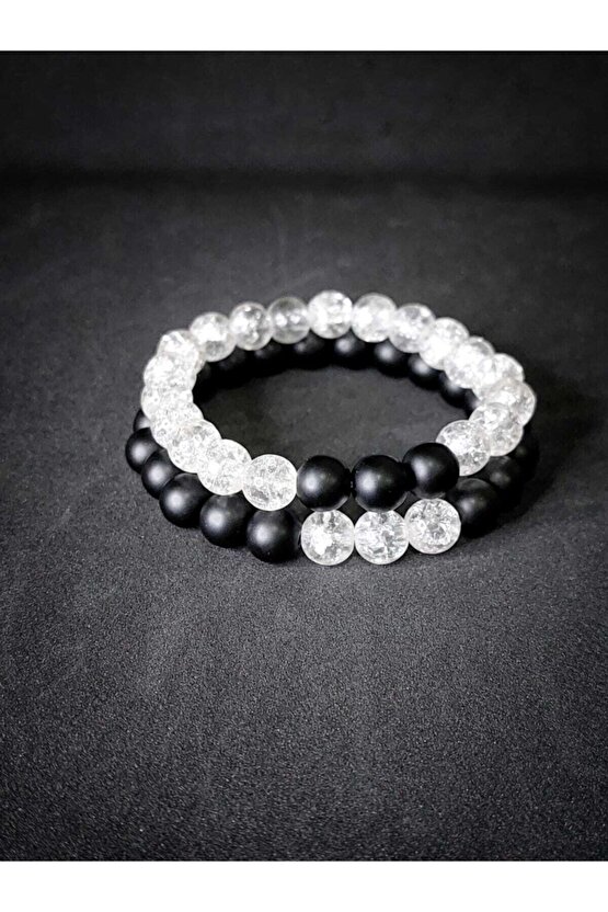 Oniks & Necef Taşı Doğaltaş Tasarımlı Sevgili Bilekliği