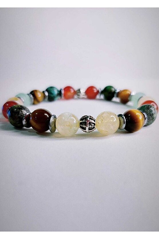 Doğaltaş Kadın Erkek Bilekliği Sitrin Kaplangözü Akik Krizopraz