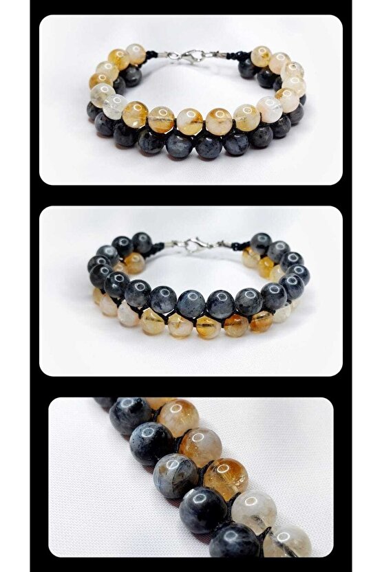 Sitrin & Spektrolit Doğaltaş Örgülü Bileklik