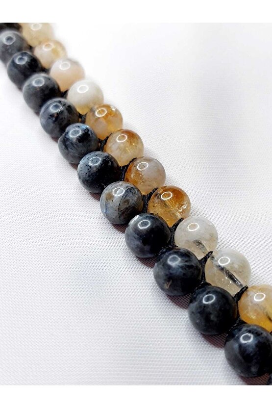 Sitrin & Spektrolit Doğaltaş Örgülü Bileklik