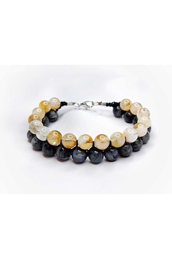 Sitrin & Spektrolit Doğaltaş Örgülü Bileklik