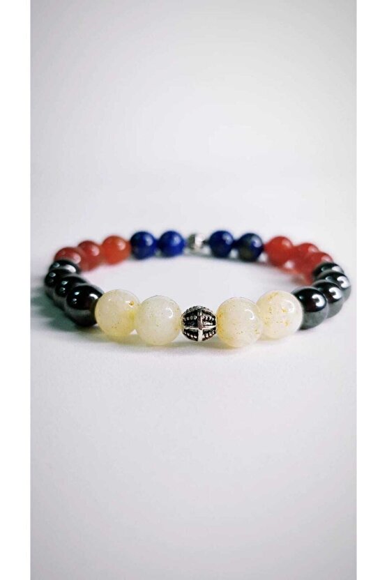 Doğaltaş Öğrenci Başarı, Disiplin, Çalışkanlık Tılsımı Bilekliği Akik, Sitrin, Hematit, Lapis