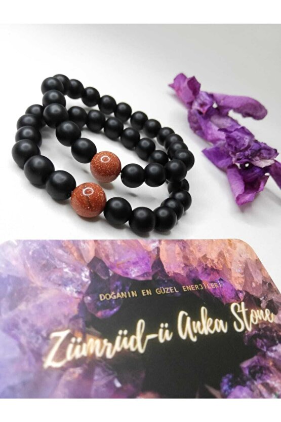 Oniks & Yıldız Taşı (kum Taşı) Sevgili Bilekliği