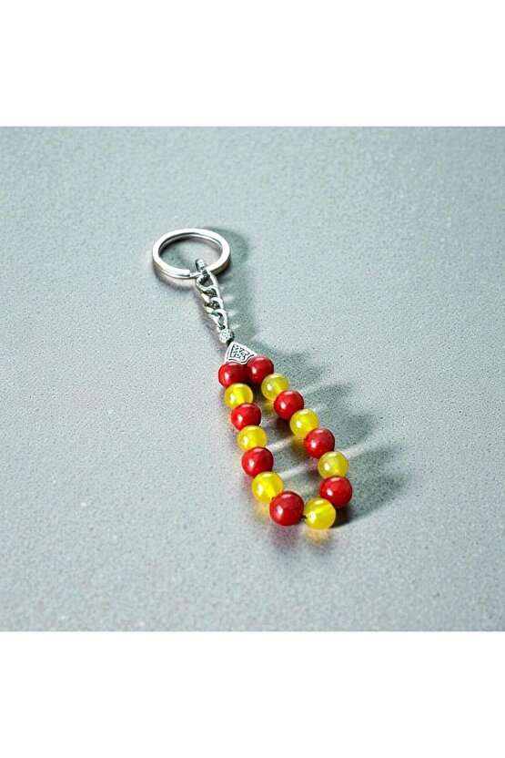 SARI-KIRMIZI AKİK&MERCAN DOĞALTAŞLI TARAFTAR ANAHTARLIK