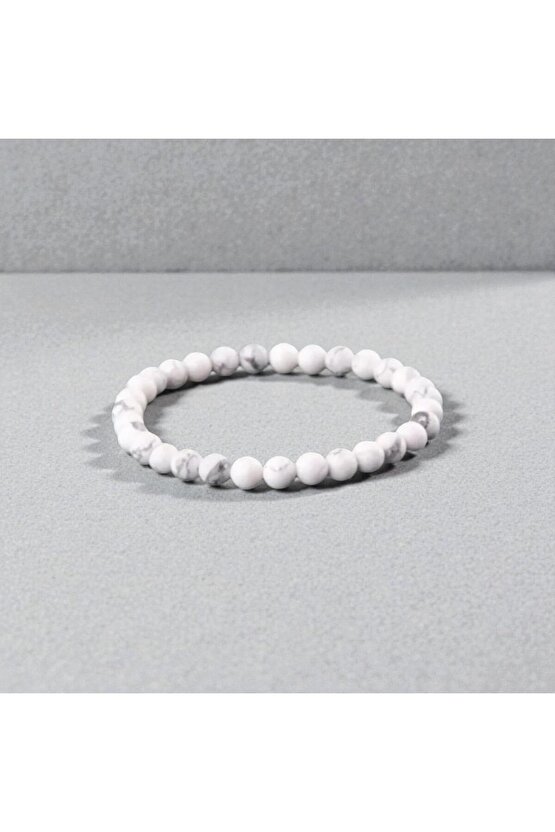 Unisex Sertifikalı Gerçek Havlit Doğal Taş Uyku ve Stres Sevgililer Günü Hediyesi Bileklik 8mm