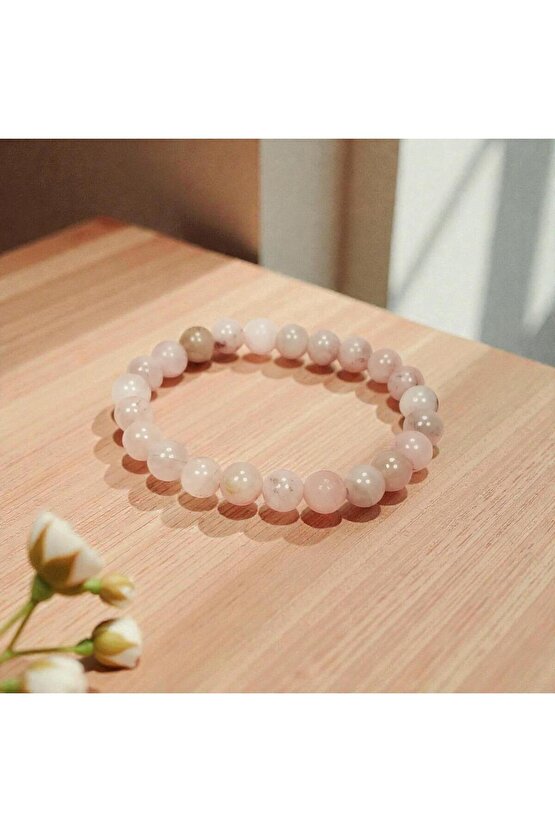 Pembe Kuvars Doğal Taş Bileklik Kutulu