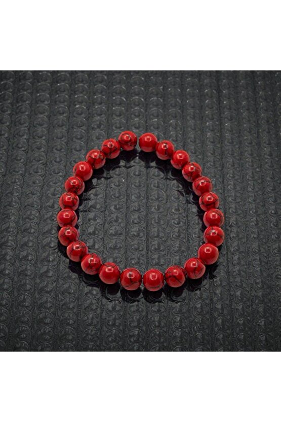 SERTİFİKALI KIRIMZI HAVLİT DOĞAL TAŞ BİLEKLİK 8 MM