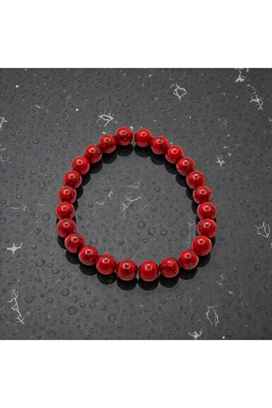 SERTİFİKALI KIRIMZI HAVLİT DOĞAL TAŞ BİLEKLİK 8 MM