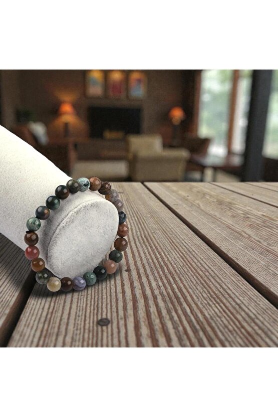 SERTİFİKALI HİNT AKİK DOĞAL TAŞ BİLEKLİK 8 MM