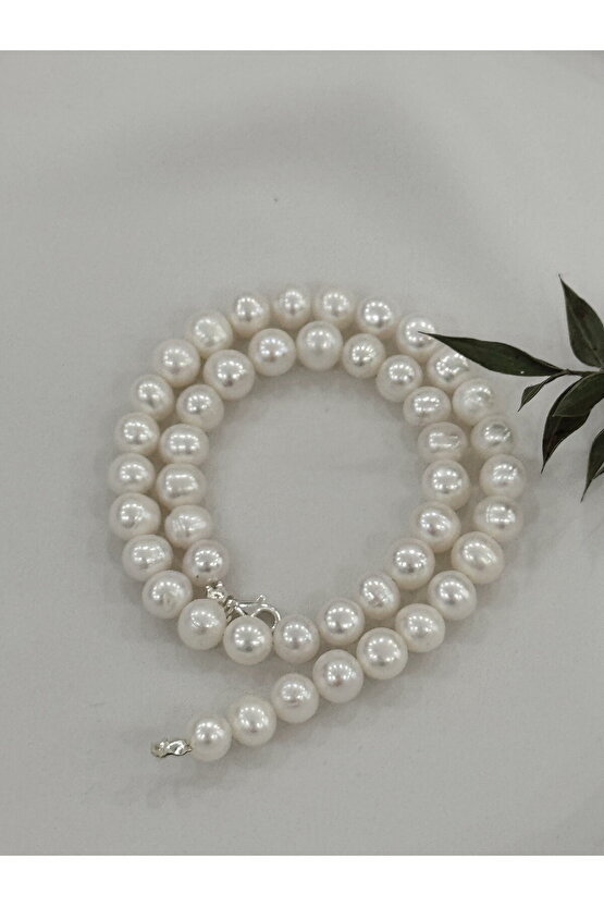 9 mm Gerçek İnci Kolye 925 Ayar Gümüş