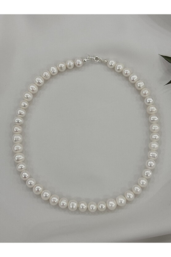 9 mm Gerçek İnci Kolye 925 Ayar Gümüş