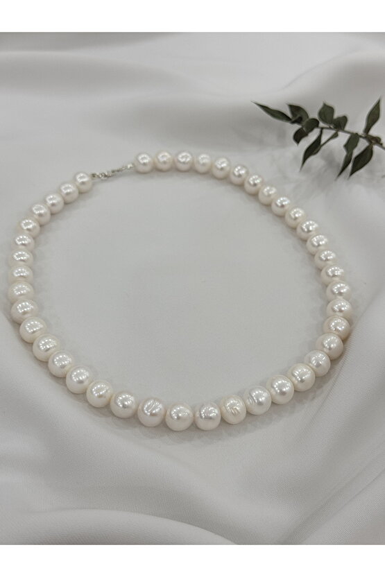 10 mm Gerçek İnci Kolye 925 Ayar Gümüş