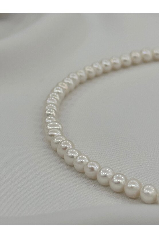 6 MM Gerçek İnci Kolye 925 Ayar Gümüş