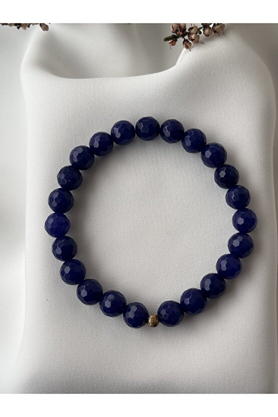 Doğal Mavi Agate Gümüş Apart Taşlı Bileklik