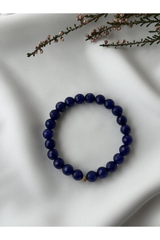 Doğal Mavi Agate Gümüş Apart Taşlı Bileklik