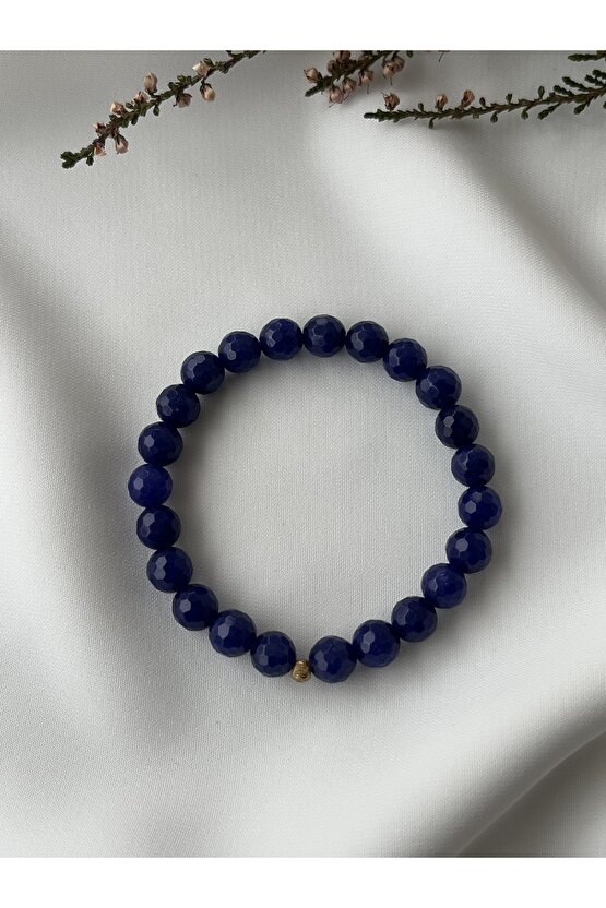 Doğal Mavi Agate Gümüş Apart Taşlı Bileklik