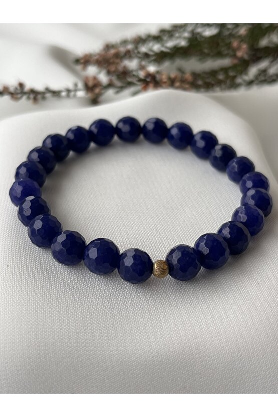 Doğal Mavi Agate Gümüş Apart Taşlı Bileklik