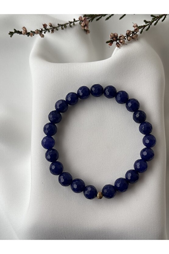 Doğal Mavi Agate Gümüş Apart Taşlı Bileklik