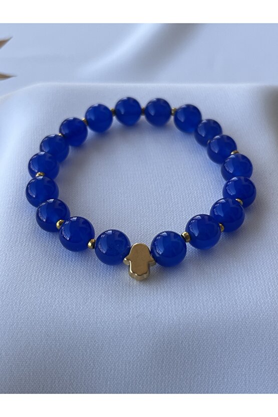 Doğal Mavi Akik Taşlı Bileklik