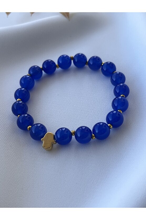 Doğal Mavi Akik Taşlı Bileklik