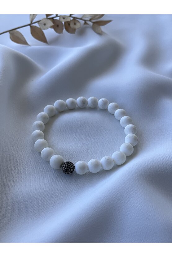 Gümüş Aparatlı Beyaz Mercan Taşlı Bileklik