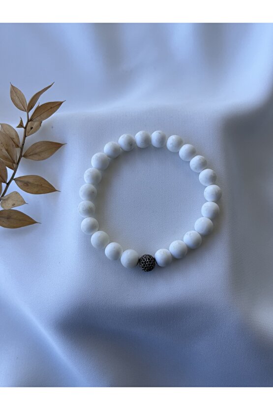 Gümüş Aparatlı Beyaz Mercan Taşlı Bileklik