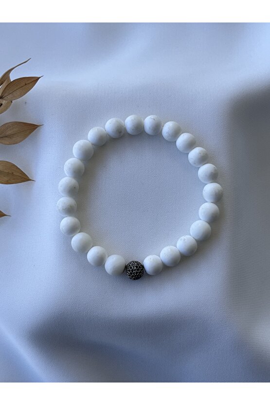 Gümüş Aparatlı Beyaz Mercan Taşlı Bileklik