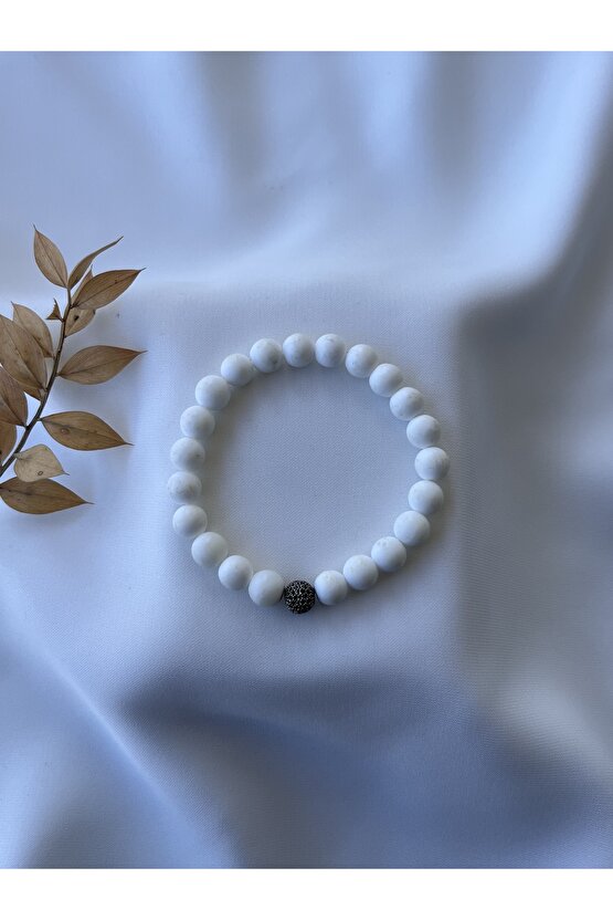 Gümüş Aparatlı Beyaz Mercan Taşlı Bileklik