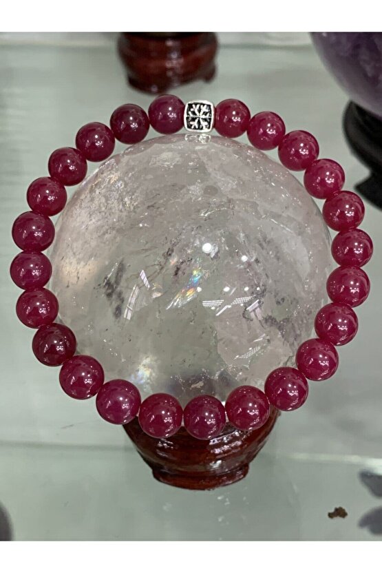 Hakiki Yakut Taşı Gümüş Aparatlı Bileklik