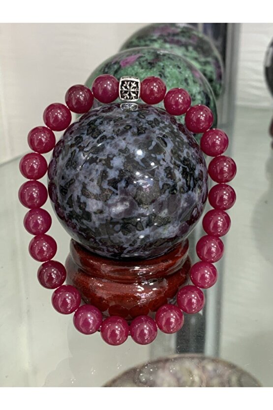 Hakiki Yakut Taşı Gümüş Aparatlı Bileklik