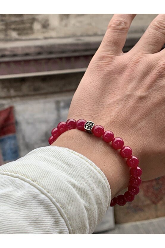 Hakiki Yakut Taşı Gümüş Aparatlı Bileklik