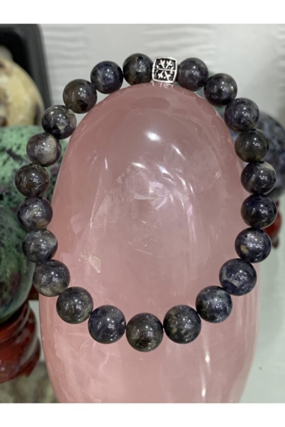 Iyolit Doğal Taşlı Gümüş Aparatlı Bileklik