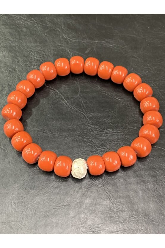 Mercan Doğal Taşlı Gümüş Aparatlı Bileklik