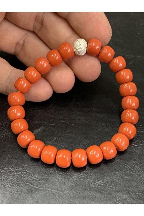 Mercan Doğal Taşlı Gümüş Aparatlı Bileklik